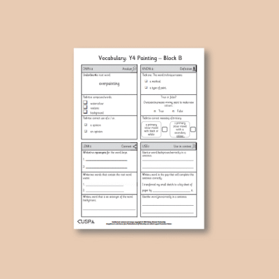 Y4 Art and Design B (Painting) Vocabulary Questions VQ