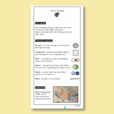 Y4 Art and Design E (Painting) Knowledge Notes KN