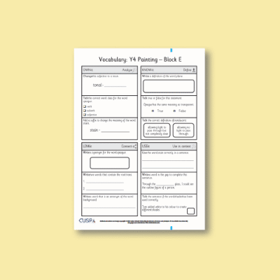 Y4 Art and Design E (Painting) Vocabulary Questions VQ