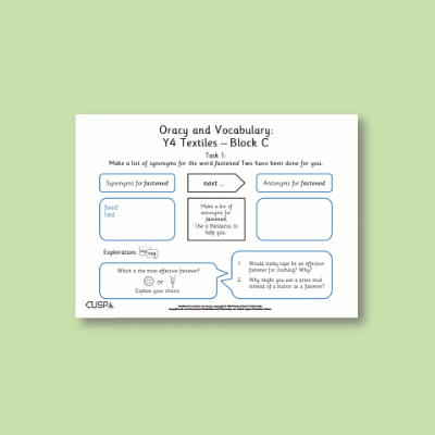 Y4 Design and Technology C (Textiles) Oracy Tasks OT