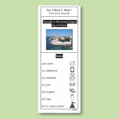 Y4 French C (Items from Daily Life) Knowledge Notes KN