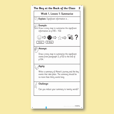 Y4 Reading (The Boy at the Back of the Class 2) Knowledge Notes KN