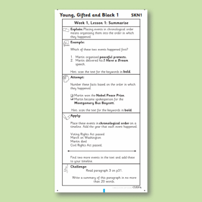 Y4 Reading (Young, Gifted and Black 1) Knowledge Notes SKN