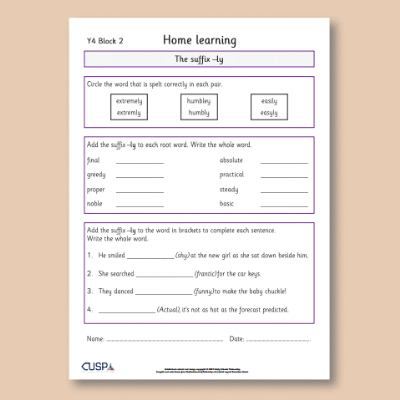 Y4 Spelling Block 02 Home Learning HL
