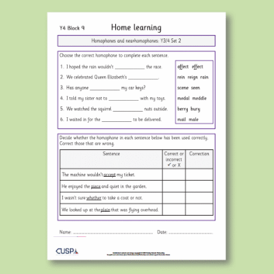 Y4 Spelling Block 09 Home Learning HL