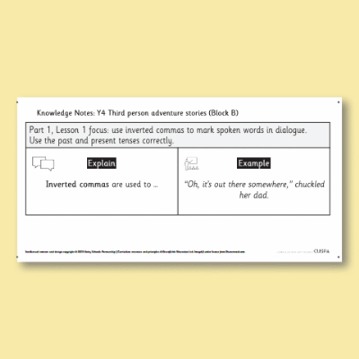 Y4 Writing B (Third Person Adventure Stories) Knowledge Notes SKN