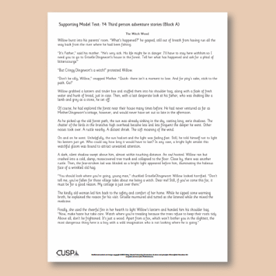 Y4 Writing A (Third Person Adventure Stories) Supporting Model Text SMT