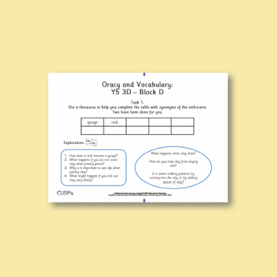 Y5 Art and Design D (3D) Oracy Tasks OT