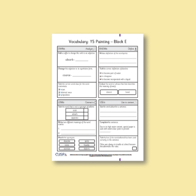 Y5 Art and Design E (Painting) Vocabulary Questions VQ