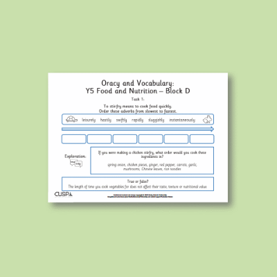 Y5 Design and Technology D (Food and Nutrition) Oracy Tasks OT