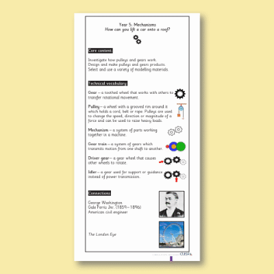 Y5 Design and Technology F (Mechanisms) Knowledge Notes KN
