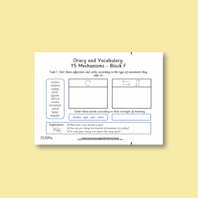 Y5 Design and Technology F (Mechanisms) Oracy Tasks OT