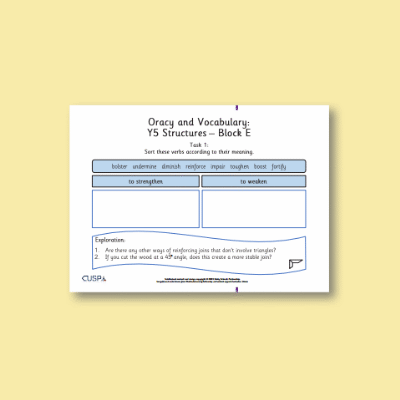 Y5 Design and Technology E (Structures) Oracy Tasks OT