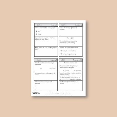 Y5 History (Study Ancient Greece) Vocabulary Questions VQ
