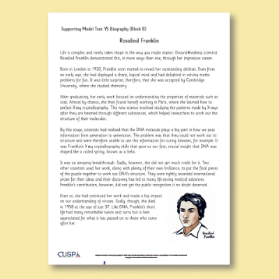 Y5 Writing B (Biography) Supporting Model Text SMT