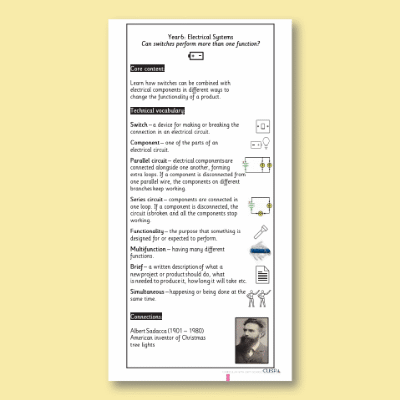 Y6 Design and Technology E (Electrical Systems) Knowledge Notes KN