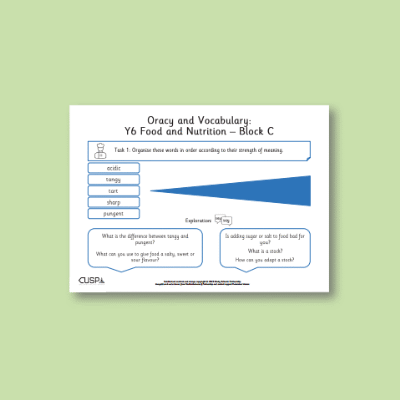 Y6 Design and Technology C (Food and Nutrition) Oracy Tasks OT