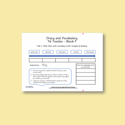 Y6 Design and Technology F (Textiles) Oracy Tasks OT