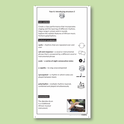 Y6 Music C (Introducing Structure 2) Knowledge Notes KN