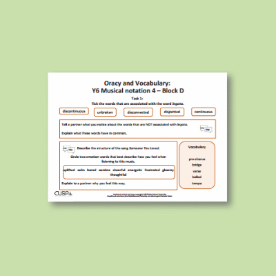 Y6 Music D (Musical Notation 4) Oracy Tasks OT