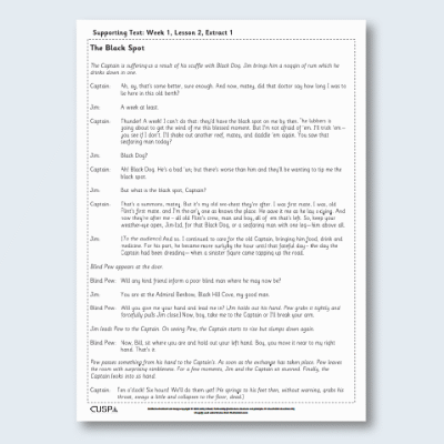 Y6 Reading (Treasure Island 1) Supporting Text ST