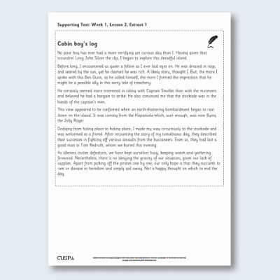 Y6 Reading (Treasure Island 2) Supporting Text ST