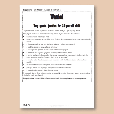 Y6 Reading (Rooftoppers 1) Supporting Texts ST