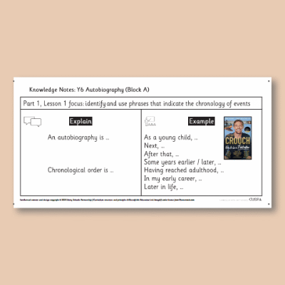 Y6 Writing A (Autobiography) Knowledge Notes KN