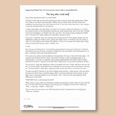 Y6 Writing A (First Person Stories with a Moral) Supporting Model Text SMT