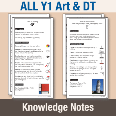 ! Y1 ALL Autumn Art & DT Knowledge Notes KN