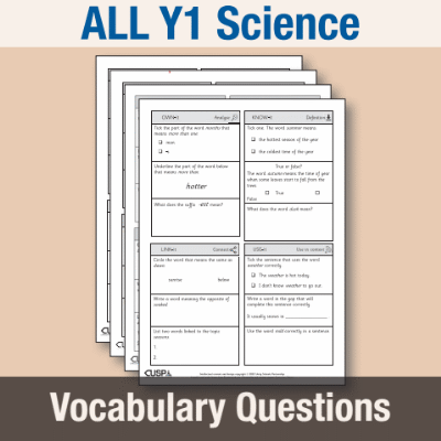 ! Y1 ALL Autumn Science Vocabulary Questions VQ