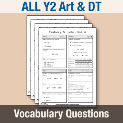 ! Y2 ALL Autumn Art & DT Vocabulary Questions VQ