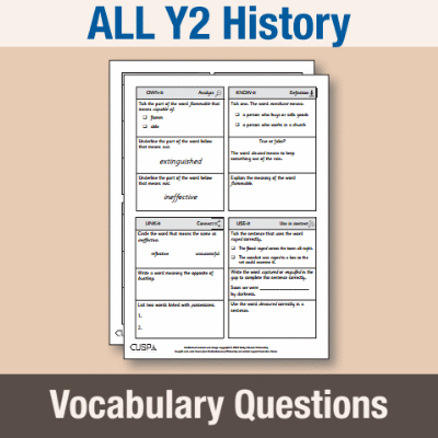 ! Y2 ALL Autumn History Vocabulary Questions VQ