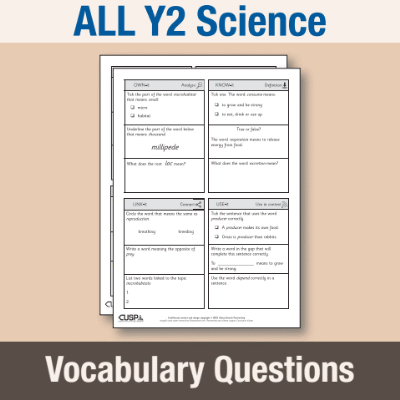 ! Y2 ALL Autumn Science Vocabulary Questions VQ