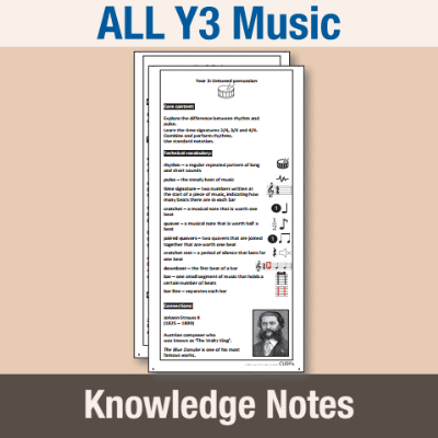 ! Y3 ALL Autumn Music Knowledge Notes KN