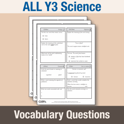 ! Y3 ALL Autumn Science Vocabulary Questions VQ