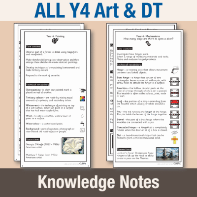! Y4 ALL Autumn Art & DT Knowledge Notes KN