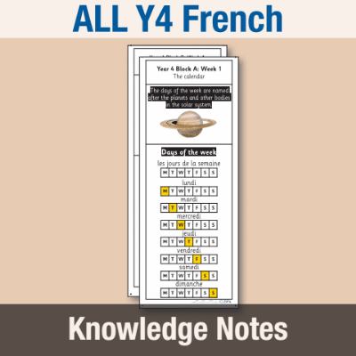 ! Y4 ALL Autumn French Knowledge Notes KN