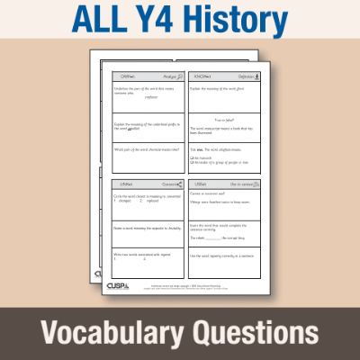 ! Y4 ALL Autumn History Vocabulary Questions VQ