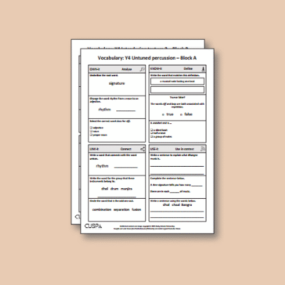 ! Y4 ALL Autumn Music Vocabulary Questions VQ
