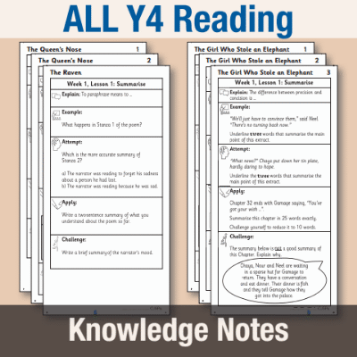 ! Y4 ALL Autumn Reading Knowledge Notes KN