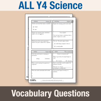 ! Y4 ALL Autumn Science Vocabulary Questions VQ