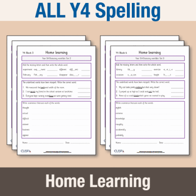 ! Y4 ALL Autumn Spelling Home Learning HL