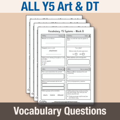 ! Y5 ALL Autumn Art & DT Vocabulary Questions VQ