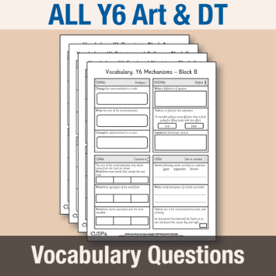 ! Y6 ALL Autumn Art & DT Vocabulary Questions VQ