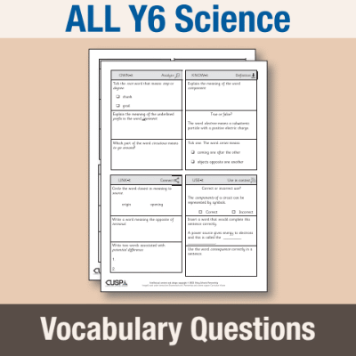 ! Y6 ALL Autumn Science Vocabulary Questions VQ