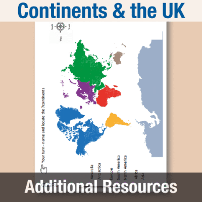 Image of Year 1 Geography (Continents, Oceans & Countries of UK) AR2 Label the Continents & Oceans CUSP Resource