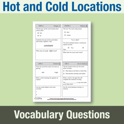Y1 Geography (Hot and Cold Locations) Vocabulary Questions VQ