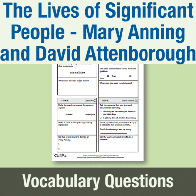 Image of Year 1 History (The Lives of Significant People - Mary Anning and David Attenborough) Vocabulary Questions VQ CUSP Resource