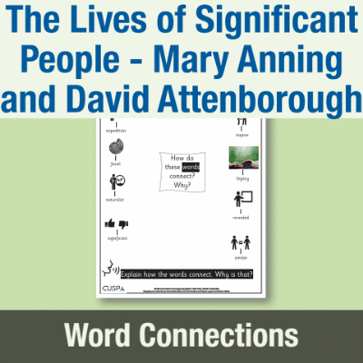Image of Year 1 History (The Lives of Significant People - Mary Anning and David Attenborough) Word Connections WC CUSP Resource